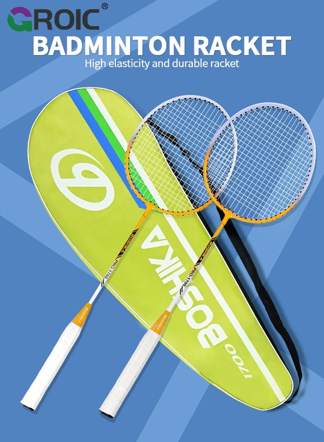 GROIC Badminton Racket Set, Includ 2 Rackets, 3 Birdies, 1 Carrying Bag, Lightweight and high Performance for Sports, Training and Entertainment, Outdoor Game for Adult Family Beginner, Badminton Racquet - Image 2